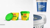 684+ Glossy Plastic Container With Beans PSD Mockup High-Angle Shot Creative Layered Design File