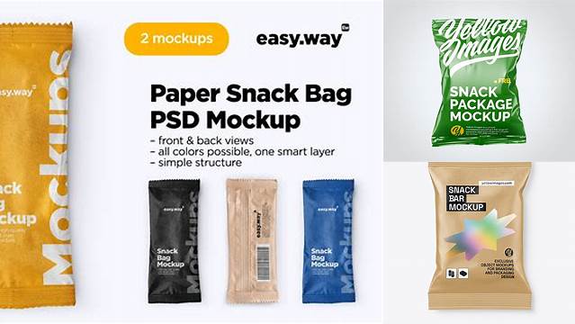 684+ Kraft Snack Bag PSD Mockup Modern Photoshop Resource