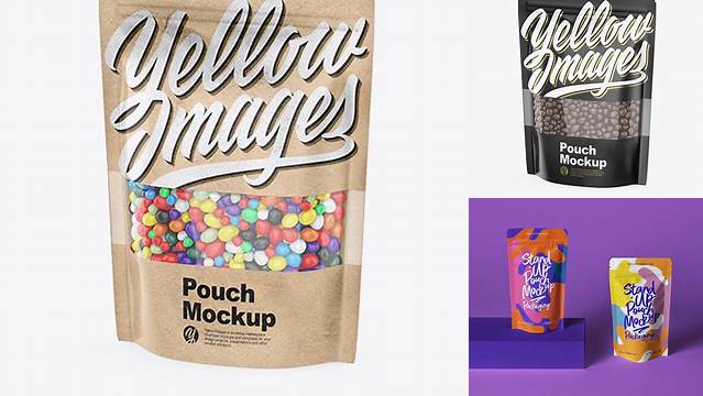 6840+ Matte Stand-Up Pouch With Candies PSD Mockup Half Side View Best Free Mockup PSD