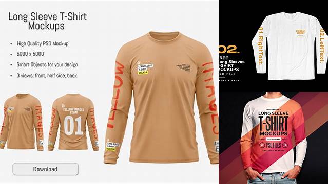 6843+ Long Sleeve T-shirt Mockup Free Download Modern Design PSD