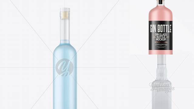 6846+ Frosted Glass Gin Bottle PSD Mockup Front View Photoshop Resource Free