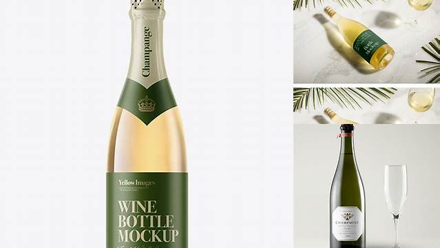 6849+ Clear Glass Champagne Bottle PSD Mockup Professional Graphic PSD Download