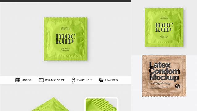 685+ Kraft Paper Three Condom Packaging PSD Mockup Photoshop Freebie