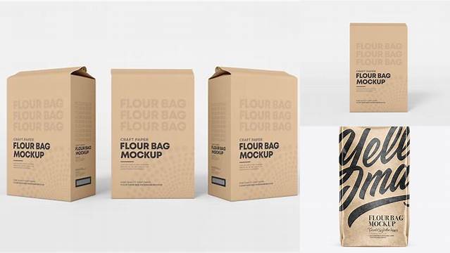 6851+ Kraft Flour Bag PSD Mockup Front & Side View Professional Design PSD