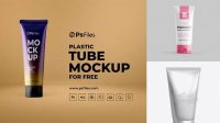 6853+ White Plastic Cosmetic Tube With Cap 50ml Free Graphic Mockup PSD