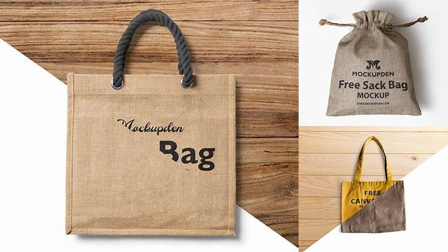 6855+ Jute Bag Mockup Editable Graphic Free PSD