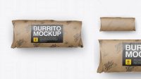 6860+ Kraft Burrito Wrapper PSD Mockup Top View Download Customizable PSD