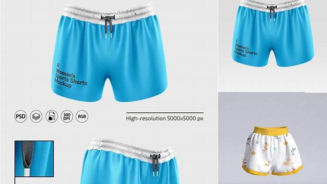 6861+ Fitness Shorts PSD Mockup Half Side View Editable Design PSD File