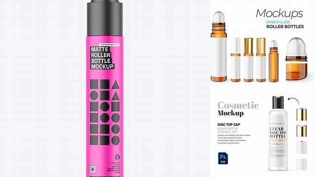 6862+ Matte Roller Bottle PSD Mockup Custom Graphic Mockup File