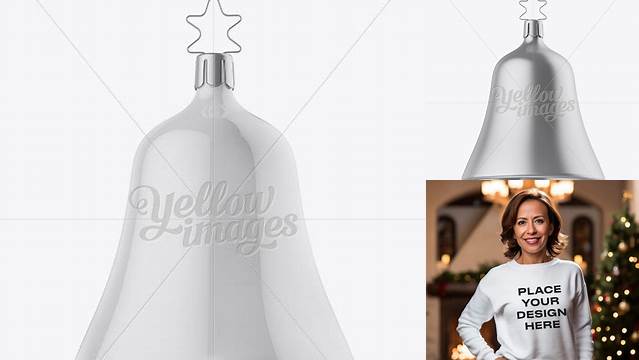 6864+ Glossy Christmas Bell PSD Mockup Front View Modern and Unique Freebie PSD