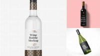 6867+ Clear Glass Bottle with White Wine PSD Mockup Front View Downloadable PSD Design Template