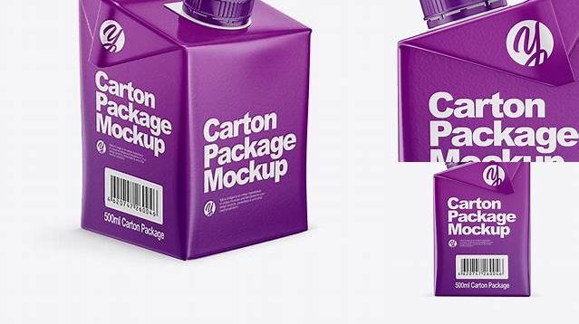 6868+ 500ml Carton Box PSD Mockup Side View For Free Download