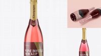 6873+ Pink Champagne Bottle PSD Mockup Front View Versatile and Modern PSD Mockup