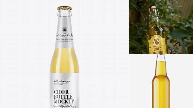 6874+ Clear Glass Bottle With Cider Beer PSD Mockup Free Design Resource