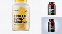 6876+ Frosted Glass Bottle With Fish Oil PSD Mockup Editable Mockup PSD