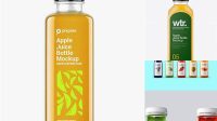 6877+ Square Apple Juice Bottle PSD Mockup Front View Fully Layered PSD Freebie