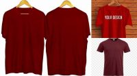 6878+ Mock Up Kaos Merah Maroon PSD Download