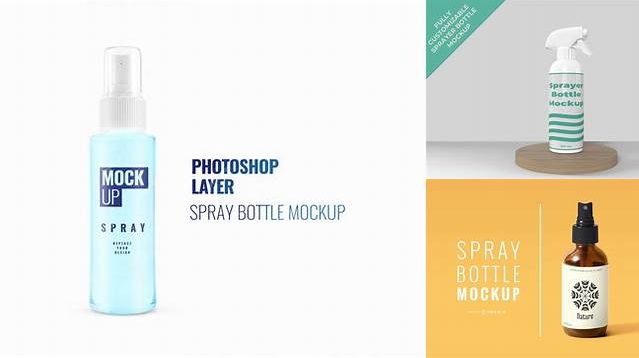 6878+ Sprayer Bottle PSD Mockup Front View Unique and Editable PSD