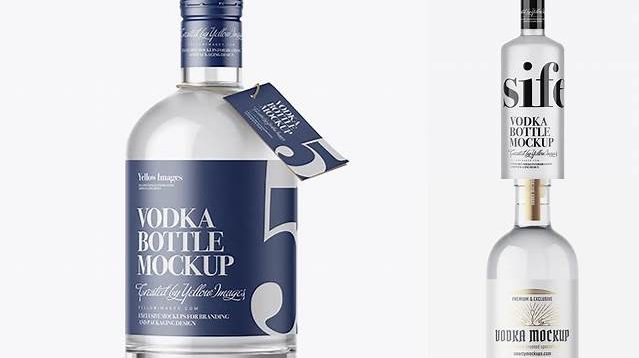 6879+ Vodka Bottle with Shrink Band PSD Mockup Editable and Customizable PSD