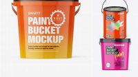 6881+ Glossy Paint Bucket PSD Mockup High Angle Modern Free PSD Template