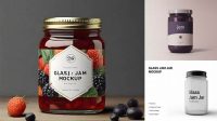 6882+ Glass Jar with Apple Jam PSD Mockup Front View Download Free Editable PSD Template