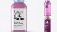 6882+ Square Blueberry Smoothie Bottle PSD Mockup High-End Creative PSD Template