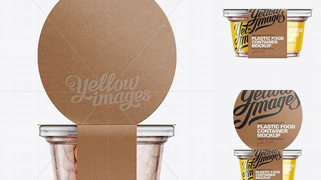 6884+ 200g Plastic Cup in Kraft Wrap with Almonds PSD Mockup Editable Photoshop Free Mockup