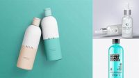 6885+ Clear Cosmetic Bottle with Blue Liquid PSD Mockup Professional Quality PSD Freebie