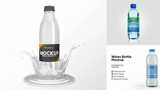 6887+ Matte Water Bottle PSD Mockup Front View Elegant and Stylish Mockup