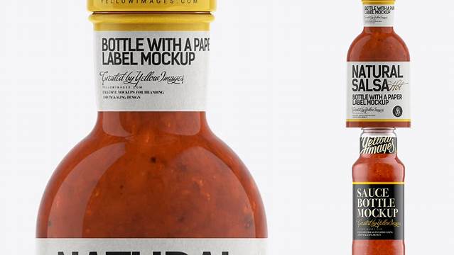 6888+ Salsa Bottle with Paper Label PSD Mockup Download Exclusive PSD Mockups