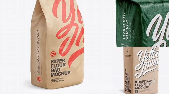 6889+ Kraft Paper Flour Bag PSD Mockup Half Side View Creative Design PSD Free Download