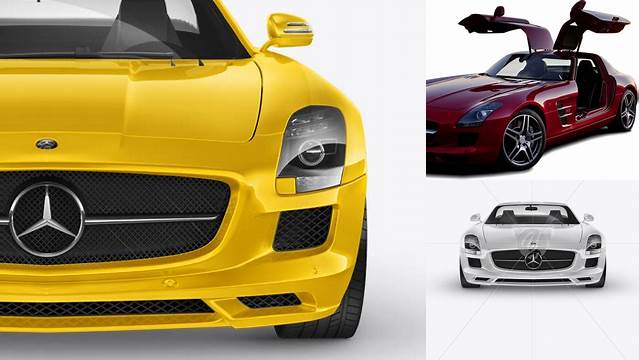 6894+ Mercedes-Benz SLS AMG PSD Mockup Front View Download Premium Free PSD