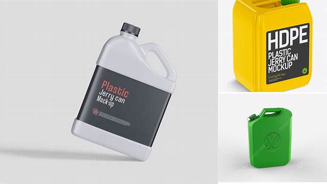 6895+ 10L Plastic Jerry Can PSD Mockup Halfside View Smart Layer Mockup Free