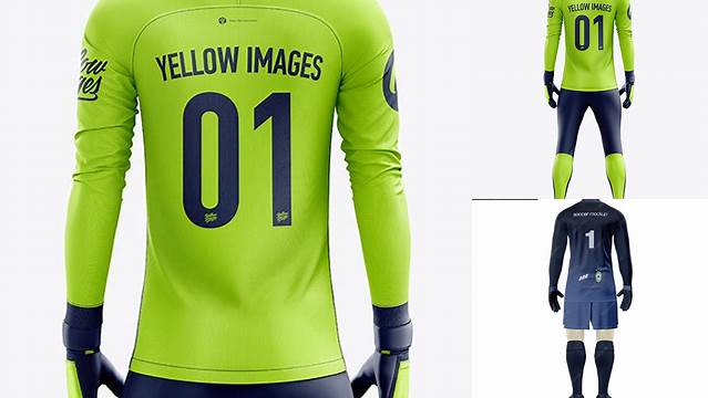 6903+ Men’s Full Soccer Goalkeeper Kit with Pants PSD Mockup Back View Free Photoshop Mockup Design