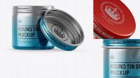 6904+ 50ml Metallic Round Tin Box PSD Mockup Front View Digital Photoshop Free Mockup