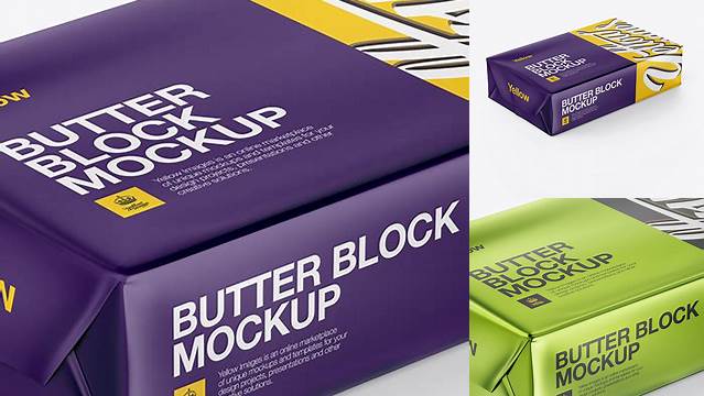 6905+ Matte Butter Block PSD Mockup Half Side View High-Angle Shot Photoshop PSD Free for Designers