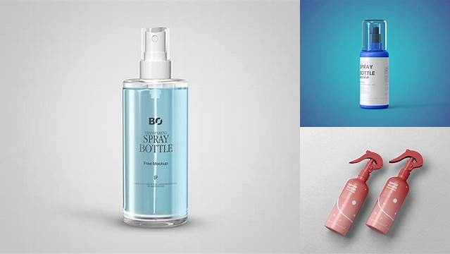 6907+ Opened Matte Spray Bottle With Transparent ?ap PSD Mockup Download Now Free PSD Template