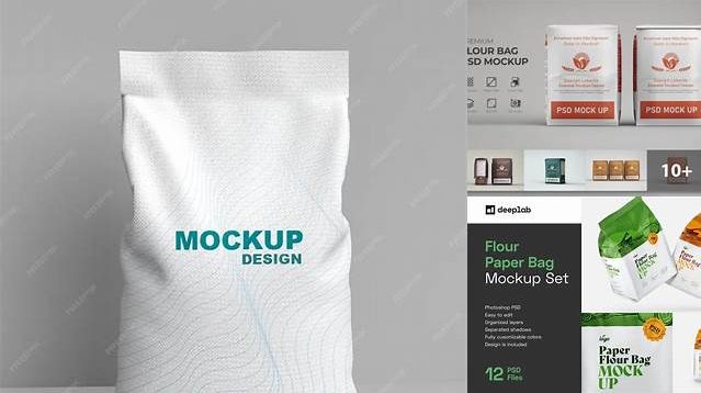 6907+ Plastic Bag with Flour PSD Mockup PSD for Creative Projects