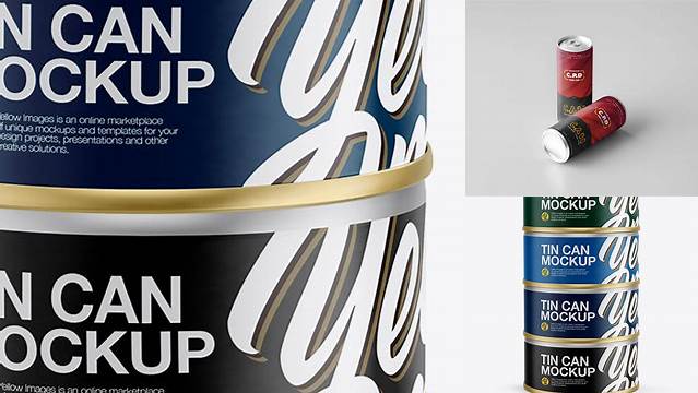 6910+ 5oz Four Cans PSD Mockup Modern Free PSD Template