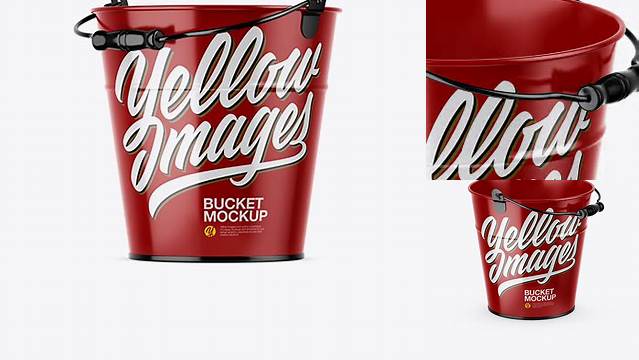 6912+ Glossy Bucket PSD Mockup Half Side View Stylish Free PSD