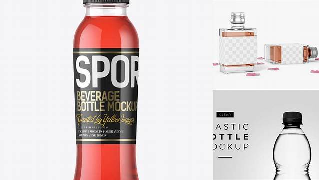 6913+ Plastic Cocktail Bottle PSD Mockup Front View Download Free