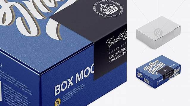 6914+ Textured Paper Box with Label PSD Mockup Halfside View High Angle Customizable Design Files