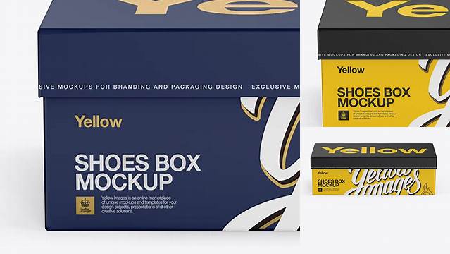 6915+ Paper Shoes Box PSD Mockup Front View High-Angle Shot Professional Photoshop Design Freebie