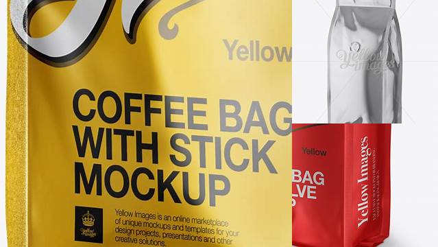 6917+ Metallic Coffee Bag With Valve PSD Mockup Halfside View Exclusive Free Photoshop Asset