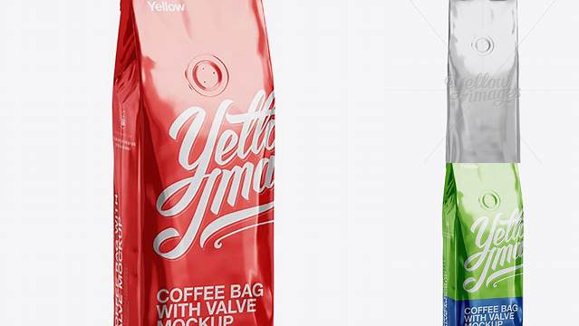 692+ 250g Foil Coffee Bag With Valve PSD Mockup Front View Digital Download