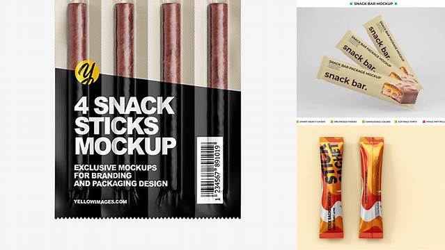 6920+ Snack Stick with Glossy Film PSD Mockup Free Graphic Design Mockup File