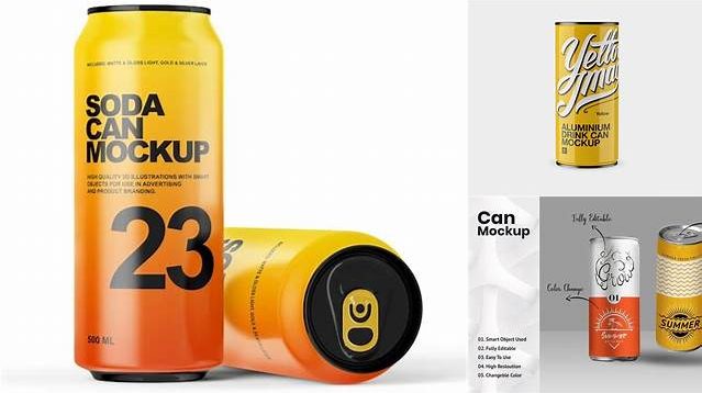 6921+ 500ml Glossy Aluminium Can PSD Mockup Stylish Free PSD