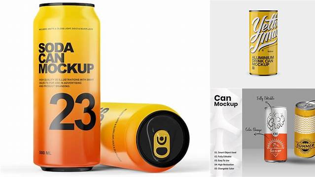 6921+ 500ml Glossy Aluminium Can PSD Mockup Stylish Free PSD