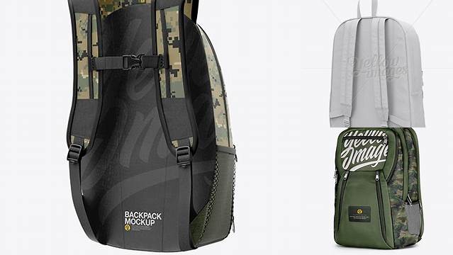 6923+ Backpack PSD Mockup Back Half-side View High Resolution