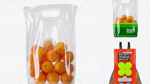 6923+ Glossy Bag with Oranges PSD Mockup Free Mockup Templates